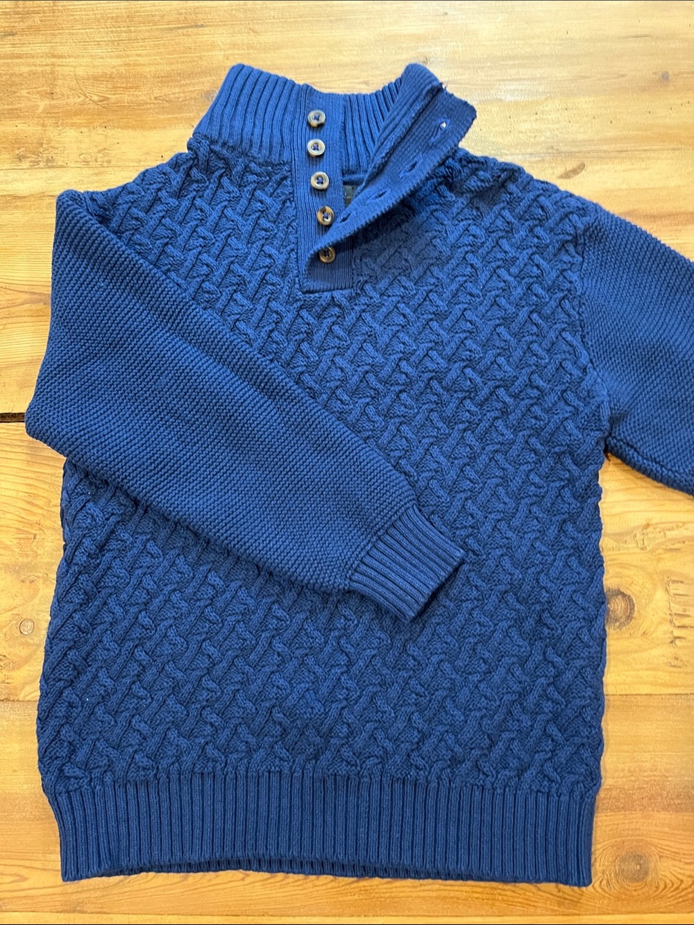 GIOBERTI Italy Boys 10 Blue Cable Knit Cowl Neck Sweater
